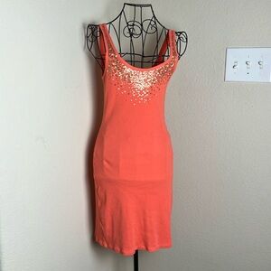 Coral Sequin Embellished Tank Dress